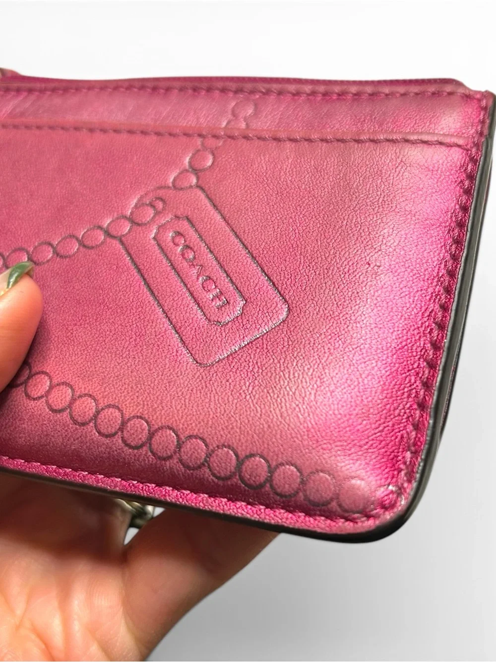 Coach Y2K Metallic Pink Key Pouch Coin Purse Card Holder